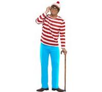 Smiffy's Déguisement Où est Charlie ? Rouge et blanc – haut, pantalon, lunettes, chapeau (Halloween)