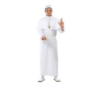 Fiestas Guirca – Costume de Pape adulte – Cape, ceinture, calotte et soutane – Blanc 52-54/L