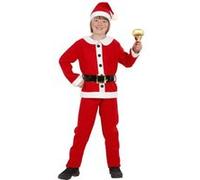 Widmann Santa Claus Flannel (Jacket, Pants, Belt, Hat) (128 cm / 5-7 Years) Red