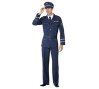 Smiffy's Costume Capitaine Air Force 2ème guerre mondiale, pantalon, veste, casquette et cravate