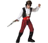 Atosa Déguisement pirate pantalon rayé noir et rouge enfant garçon 5-6 ans