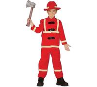FIESTAS GUIRCA | Costume de Pompier Enfant (3-4 ans) - Veste, Casque et Pantalon pour Garçons - Costumes de Pompiers pour Fêtes, Carnaval et Halloween - Idéal pour Enfants - Rouge