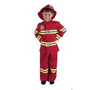 Déguisement de Pompier Enfant PtitClown - Rouge - Marque PtitClown - Costume avec Casque, Pantalon et Veste 7-9 ans