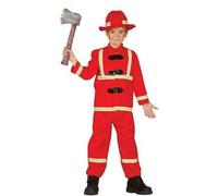 FIESTAS GUIRCA | Costume de Pompier Enfant (7-9 ans) - Veste, Casque et Pantalon pour Garçons - Costumes de Pompiers pour Fêtes, Carnaval et Halloween - Idéal pour Enfants - Rouge