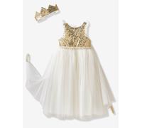 Déguisement de princesse avec voile et couronne doré 8/10A
