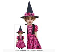 Déguisement De Sorcière Enfant Fiestas Guirca Noir Et Rose Halloween 1-3 Ans