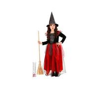 Déguisement Sorcière Noire Et Rouge Fille Halloween 8 À 10 Ans Rouge