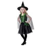Déguisement De Sorcière - Noir Et Vert - Enfant - 8/10 Ans (126 À 138 Cm)