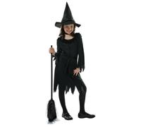 Déguisement de sorcière noire pour fille - AMSCAN - Carnaval - Nylon - Ceinture et chapeau inclus 8/10 ans