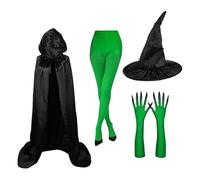 Déguisement De Sorcière Pour Femmes Lors D Halloween | Chapeau de Sorcière pour Adultes avec Gants Griffus Verts,Kit De Cosplay Pour Halloween Mascarade Carnaval Film Et Événement De Jeu De Rôle