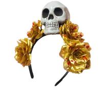 Déguisement de sorcière sanglante pour cheveux Jour des morts Tête de mort Tête de mort Coiffure pour spectacle en direct Bandeau pour carnaval