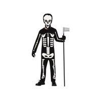 FIESTAS GUIRCA Déguisement de squelette effrayant pour enfant - Costume de mort noire de faucheuse - Déguisement d'Halloween pour enfant de 5 à 6 ans