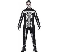 Smiffy's Costume combinaison-pantalon de squelette Noir avec capuche et gants M