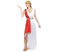 DEGUISE TOI - Déguisement déesse romaine à drapé femme - Robe - Cape - Bandeau - Ceinture - L - Blanc - Déguisements adultes - 100% Polyester - Laver à la main - Carnaval