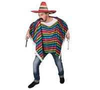 Déguisement - DEGUISE TOI - Poncho de Mexicain multicolore à franges adulte - Tissu souple - Taille unique