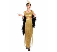 DEGUISE TOI - Déguisement Charleston Doré à Franges Femme - Robe - M - Doré - Déguisements adultes - 100% Polyester - Lavable à la main - Carnaval