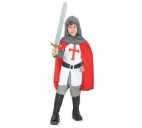 DEGUISE TOI - Déguisement chevalier croisé garçon - Tunique - Pantalon - Cagoule - Cape - Ceinture - Sur-bottes - M 7-9 ans (120-130 cm) - Blanc - Déguisements enfants - 100% Polyester - A la