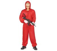 DEGUISE TOI - Déguisement combinaison voleur rouge adulte - Combinaison - XS (140-160cm) - Rouge - Déguisements adultes - Polyester - Laver à la main - Halloween-carnaval