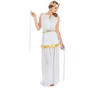 DEGUISE TOI - Déguisement déesse Greco-Romaine femme - Jupe - Tunique - Ceinture - Couronne - Taille Unique (40) - Blanc - Déguisements adultes - 100% Polyester - A la main - Carnaval