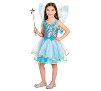 DEGUISE TOI - Déguisement fée rose et bleue fille - 1 robe - 1 paire d'ailes - XS 3-4 ans (92-104 cm) - Bleu - Déguisements enfants - 100% Polyester - Laver à la main - Carnaval