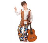 DEGUISE TOI - Déguisement hippie marron garçon - Haut - Pantalon - Ceinture - Bandeau - S 4-6 ans (110-120 cm) - - Déguisements enfants - 100% Polyester - Lavable à la main - Carnaval