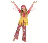 Deguisetoi Déguisement hippie multicolore fille S 4-6 ans (110-120 cm) Rose - Bandeau, haut, pantalon