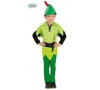 Fiestas Guirca – Costume d'archer enfant 5-6 ans – T-shirt, ceinture, bonnet et pantalon vert