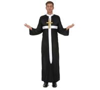 DEGUISE TOI - Déguisement prêtre croix blanche homme - Robe - M/L - - Déguisements adultes - 100% Polyester - Lavable à la main - Carnaval
