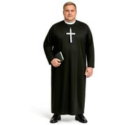 Deguisetoi – Déguisement prêtre grande taille homme – Robe noire – 100% polyester – Carnaval – XXL