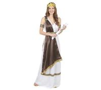 DEGUISE TOI - Déguisement satiné romaine femme - Robe avec drap - Ceinture - 2 brassards - Serre-tête - S - Marron - Déguisements adultes - 100% Polyester - Lavage à la main - Carnaval