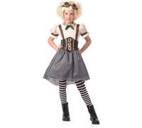 DEGUISE TOI - Déguisement steampunk fille - Robe - Lunettes - M 7-9 ans (120-130 cm) - Argenté - Déguisements enfants - - Laver à la main - Halloween-carnaval