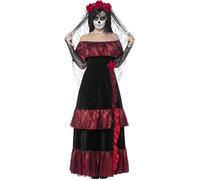 Déguisement Deluxe Jour de la Mariée Morte - Smiffy's - Mexicain/Calaveras - Femme - Rouge & Noir XL