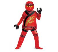 Déguisement Deluxe Kai Ninjago - Lego Enfant - Taille: 7 - 8 Ans (124 - 136 Cm) Rouge