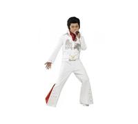 Smiffy's Costume Elvis – blanc, combinaison-pantalon et écharpe – Halloween, Carnaval