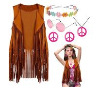 Déguisement des années 60 et 70 pour femme, accessoires de déguisement hippie pour femme, accessoires hippies tendance pour famille, amis, collègues, fêtes