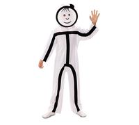 EUROCARNAVALES Déguisement avec masques Stickman enfant - Blanc - 7 à 9 ans (122-138 cm)