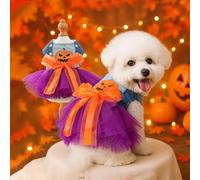 Déguisement d'Halloween amusant pour chat - Robe d'Halloween pour petit chien, chat et chiot - Costume pour yorkshire en peluche - Vêtements pour chihuahua (citrouille, taille M, orange 4, 25 x 18 x 1