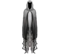 Déguisement D'Halloween, Costumes De Cape D'Halloween, Cape De Sorcière D'horreur, Cape Fantôme D'Halloween, Cape À Capuche Pour Jeu, Costume De Cape De Sorcière Pour Hommes Et Femmes (Gris)