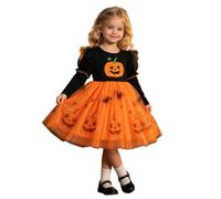 Déguisement d'halloween pour Enfant, Robe Tutu d'halloween pour Filles, Manches Longues, imprimé Chauve-Souris et Citrouille, Jupe de déguisement.