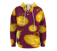 Déguisement d'Halloween pour homme - Pull à manches longues - Motif citrouilles - Pull à capuche coloré - Coupe ample - Cordon de serrage - Vêtements de sport décontractés, rose, 4X-Large