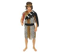 P'TIT CLOWN - 99805 - Déguisement Homme des Cavernes - Costume pour Adulte - Parfait pour Carnaval, Fêtes Costumées et Évènements à Thème - Polyester - Marron - Taille S/M