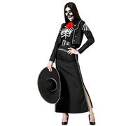 ATOSA déguisement squelette mexicain noir avec veste femme adulte M