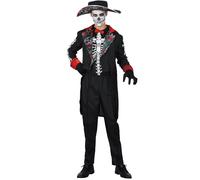 DEGUISE TOI - Déguisement dia de los muertos homme - Veste - Haut - Pantalon - Chapeau - XL - Noir - Déguisements adultes - 100% Polyester - Lavage à la main - Halloween