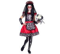 Déguisement Dia De Los Muertos Noir Et Rouge Enfant - Taille: 8-10 Ans (140 Cm) Rouge