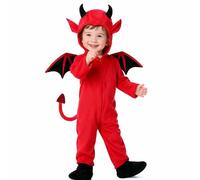 Deguisement Diable Enfant Deguisement Halloween Enfant Costume DéMon Petit Diable Enfants Ensemble Avec Ailes, Cagoule Et Combinaison Costumes Halloween, DéMon Et Diables Pour FêTes CostuméEs