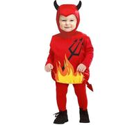 Déguisement diable pour bébé 1 à 3 ans - WIDMANN - Tunique en mousse avec flammes et fourche - Rouge