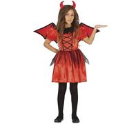 FIESTAS GUIRCA Costume de Diablesse Coquette - Petit Diable Rouge - Déguisement Halloween Fille 7-9 Ans