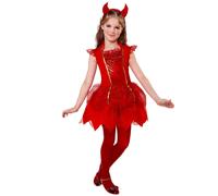 Déguisement Diablesse Rouge Fille - Taille: 8-10 Ans (140 Cm) Rouge