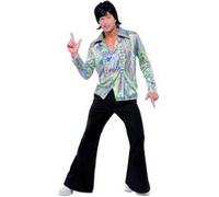 Smiffy's Costume rétro années 70 - noir motif psychédélique, chemise et pantalon évasé - Halloween