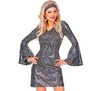 Costume Disco - WIDMANN - Robe argentée - Taille XL - Inclus nœud pour la tête - Femme XS